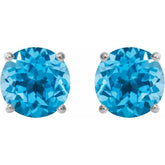 Sterling Silver 7 mm Natural Swiss Blue Topaz Stud Earrings